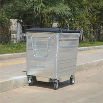 Bote de basura pequeño de hojalata con tapa